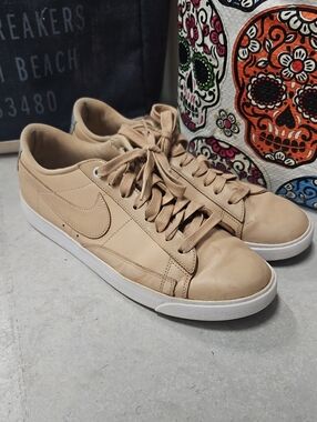 Womens Nike Blazer Low Bio Beige Leather Sneakers Size 10.5
